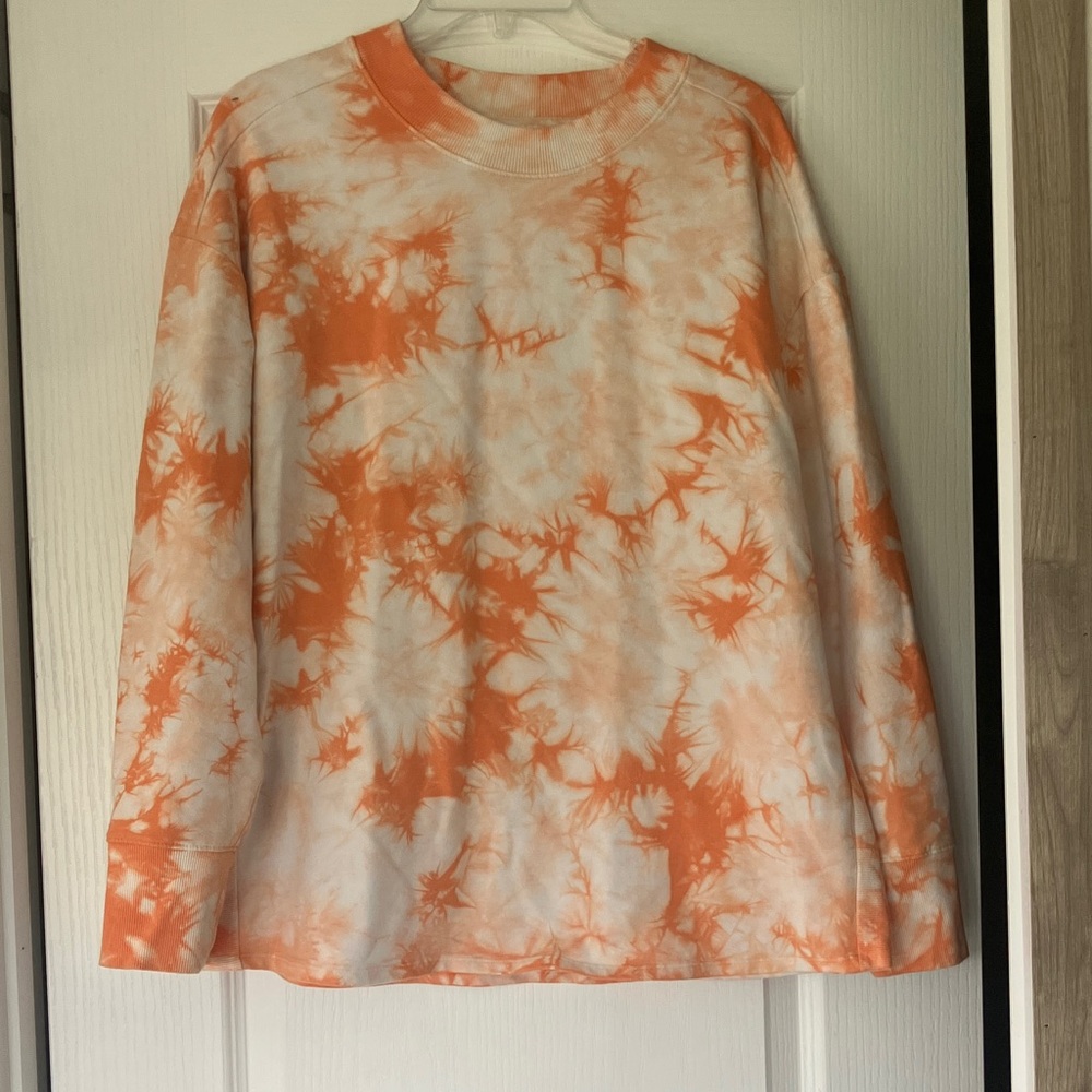 all in motion Peach and White Tie-Dye Crewneck Sweatshirt
